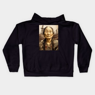 Osage Nation: Indigenous Oklahoma Osage Woman on a Dark Background Kids Hoodie